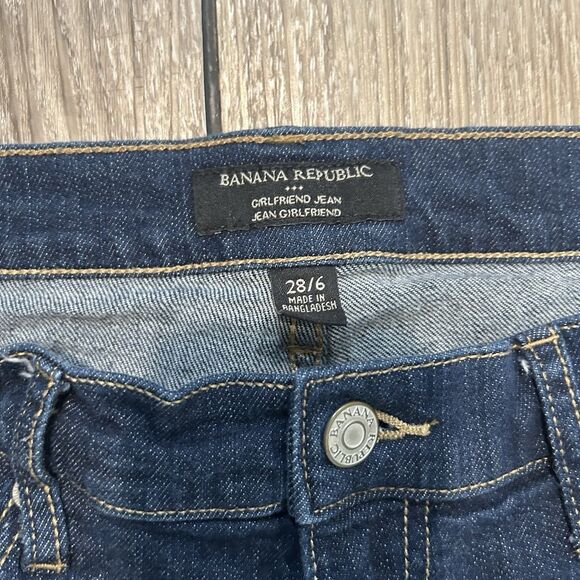Banana Republic Womens Jeans 28/6 Girlfriend Dark Wash Straight Leg Mid Rise - Picture 4 of 11